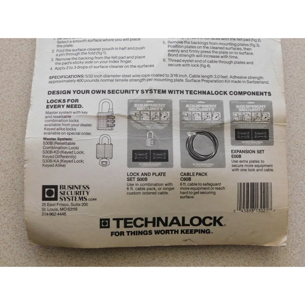 Technalock Equipment Security: Easy to Install Effective Theft Deterrent (S30B)